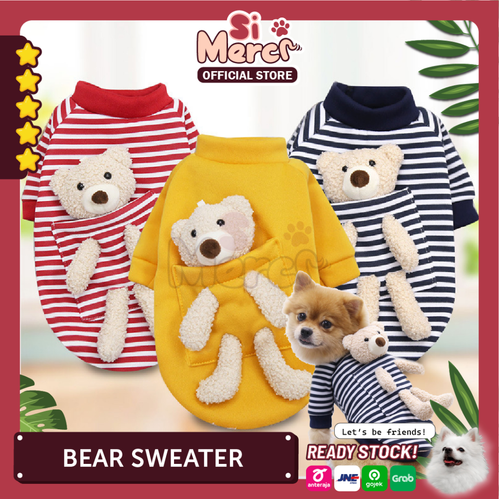 Rompi Sweater Musim Dingin Untuk Anjing/ Sweater Anjing / Sweater Kucing / Jaket Anjing / Jaket Kucing / Baju Anjing Kucing Korea / Baju Anjing / Baju Anjing Lucu / Bear Sweater