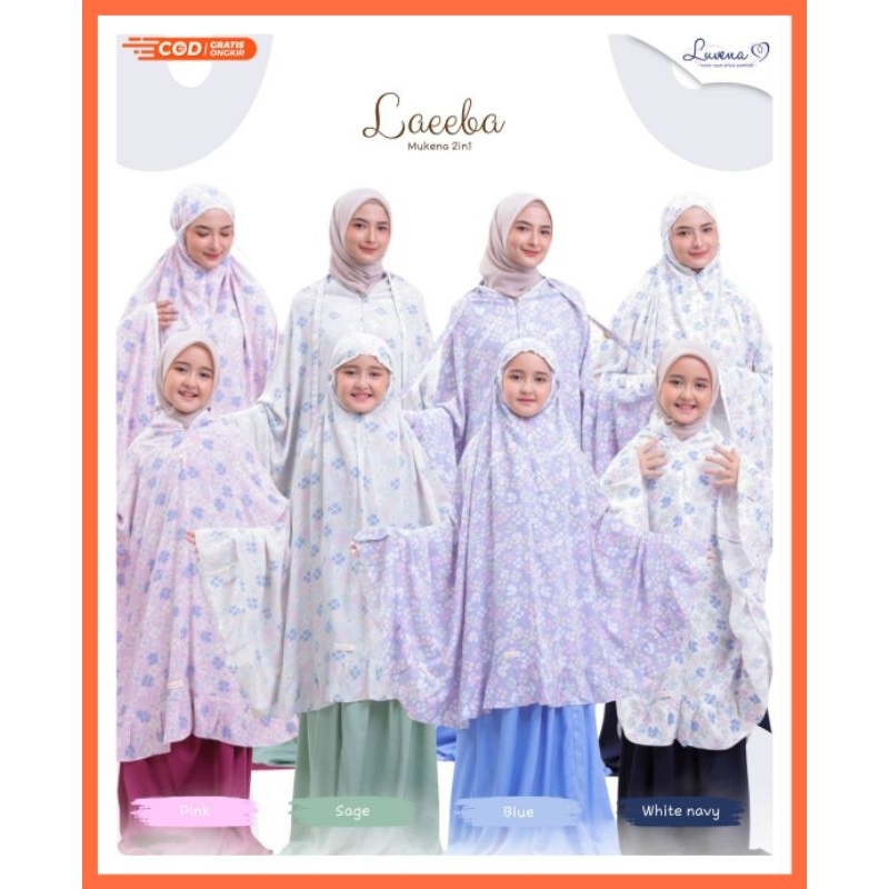 Mukena Couple Laeeba by Luvena Mukena Mom & Kids Mukena Rayon 2in1