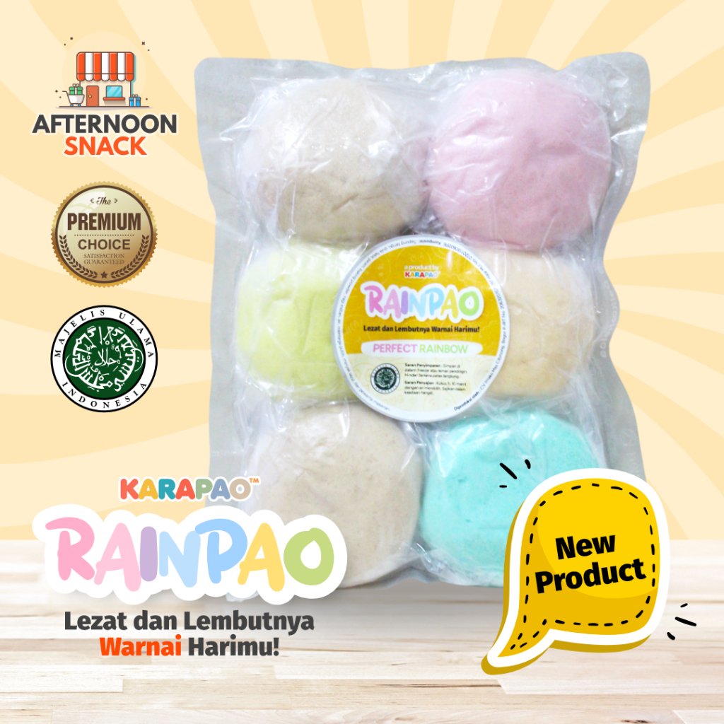 RAINPAO Bakpao Frozen Non Karakter dari Karapao Cemilan Jajanan Hits Murah untuk Keluarga Isi 6 Bakpao