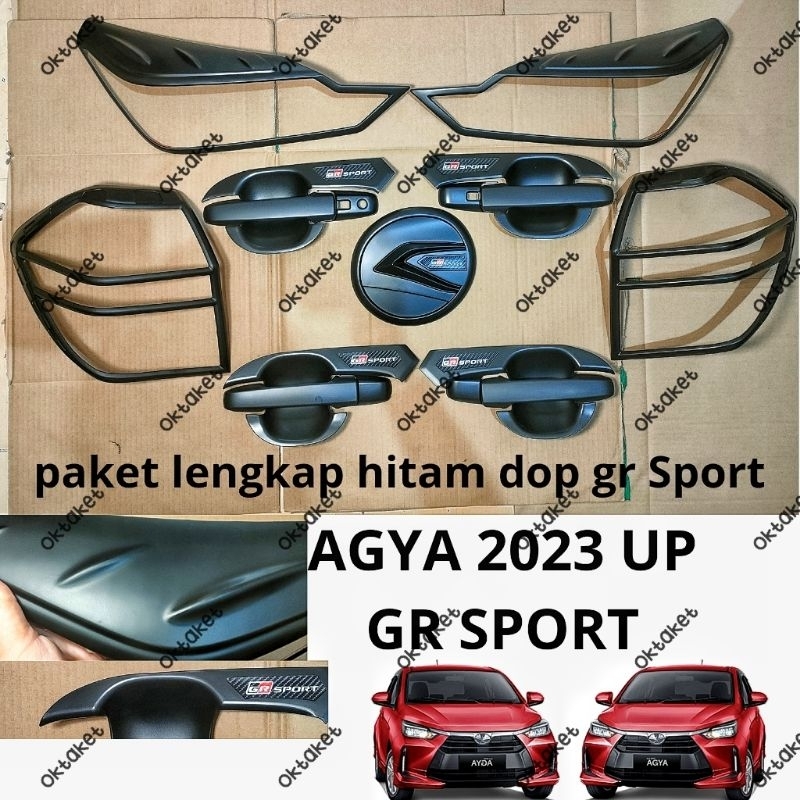 paket lengkap Agya 2023 2024 2025 Gr Sport Hitam Chrome Carbon Garnish depan belakang outer handle tank cover