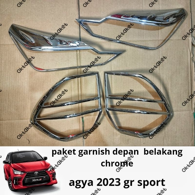 paket garnish lampu depan belakang Agya 2023 2024 2025 Hitam Chrome Carbon