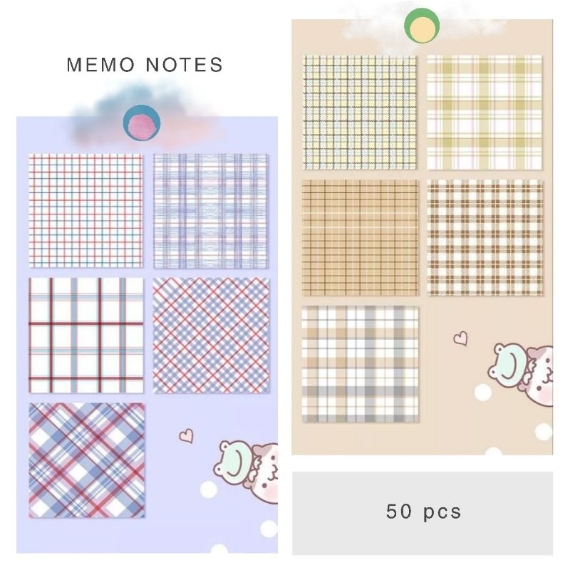 

50pcs memo note garis kotak-kotak vintages classic