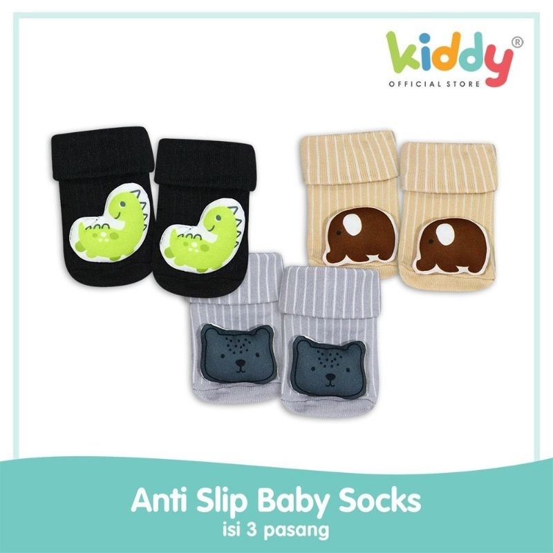 Kiddy anti slip baby sock isi 3 pasang KD4602 - kaos kaki bayi