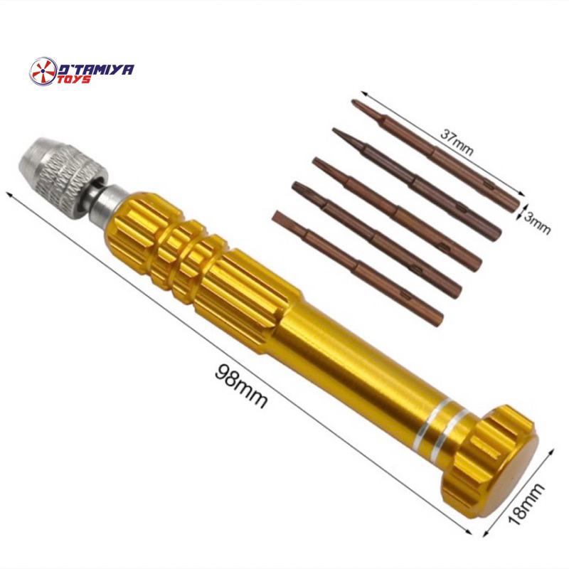 Obeng Tangan Mini Obeng Tamiya Obeng Aluminium Screwdrive Set 5 in 1