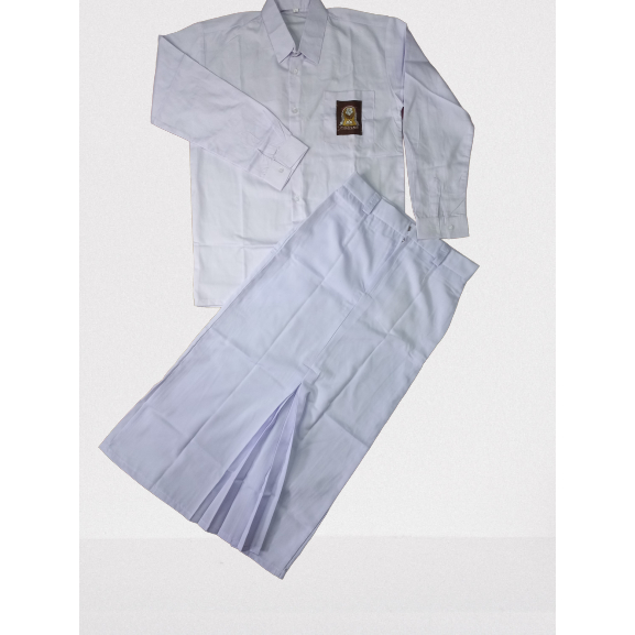 Setelan Sragam sekolah Rok Belah Belakang Baju Putih Polos Panjang Sreagam SMA Wanita