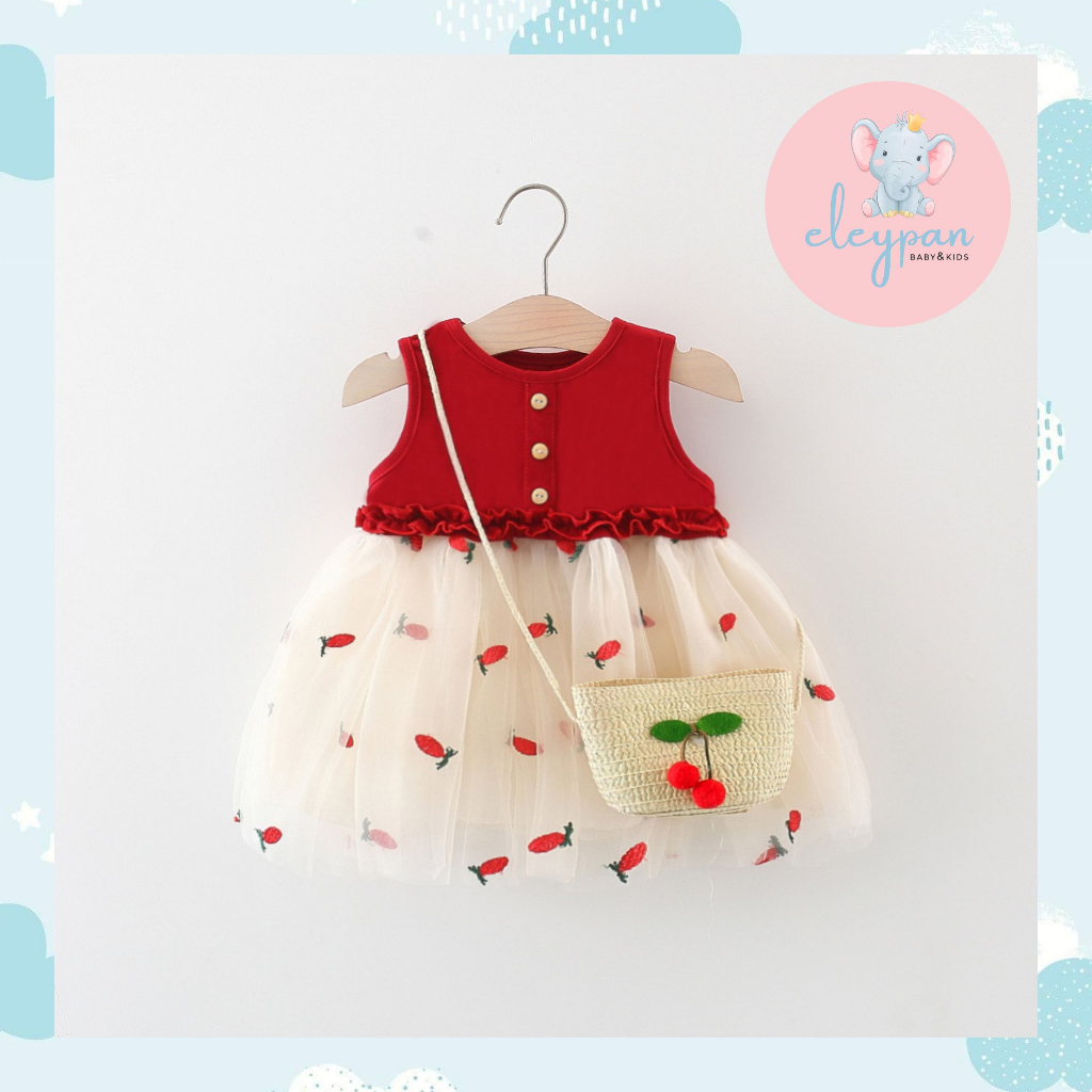 Dress Anak Import Bonus Tas Summer Top Baju Kensi Rok Mesh Tutu Bordir