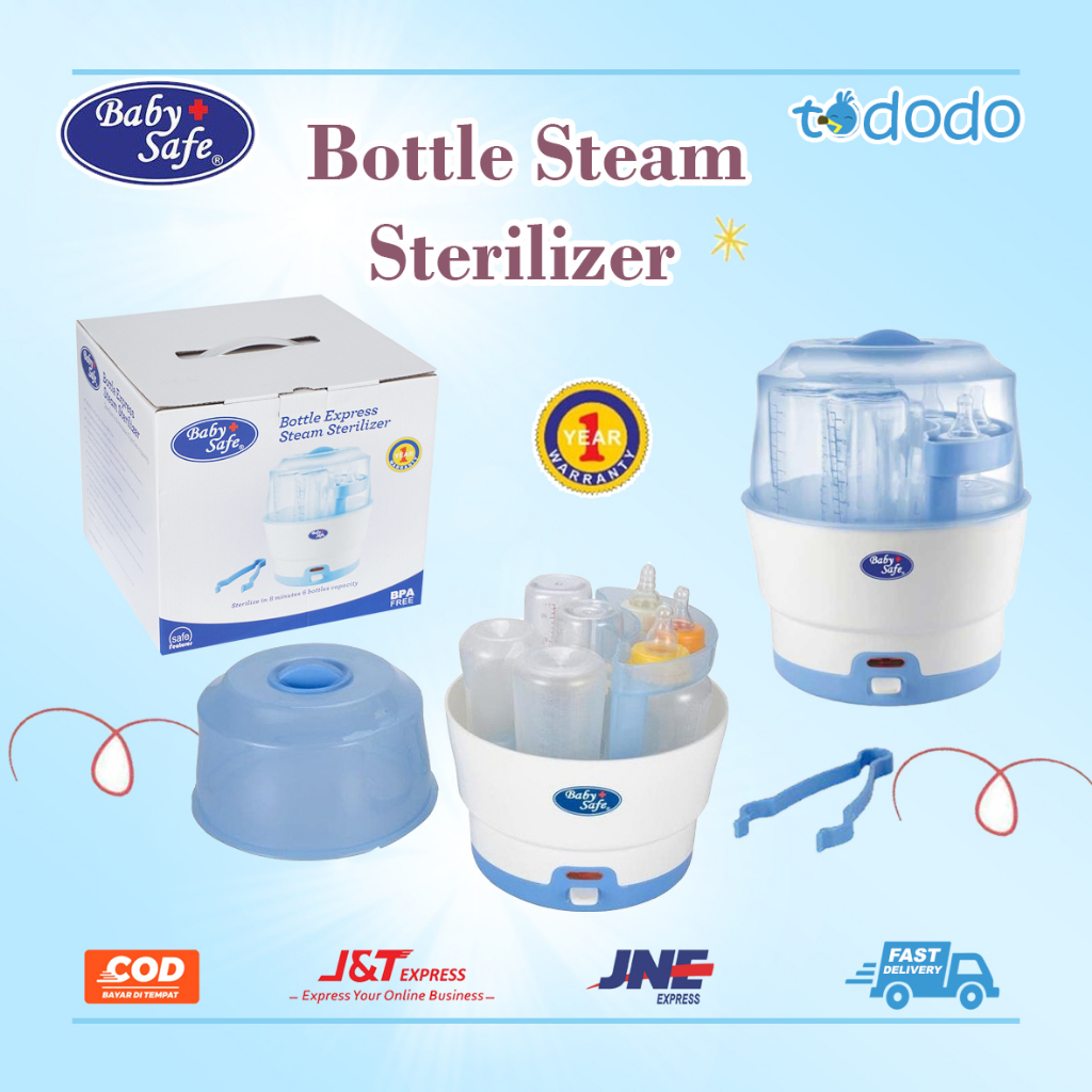 Alat Steril Baby Safe LB317 6 Bottle Express Steam Sterilizer Garansi