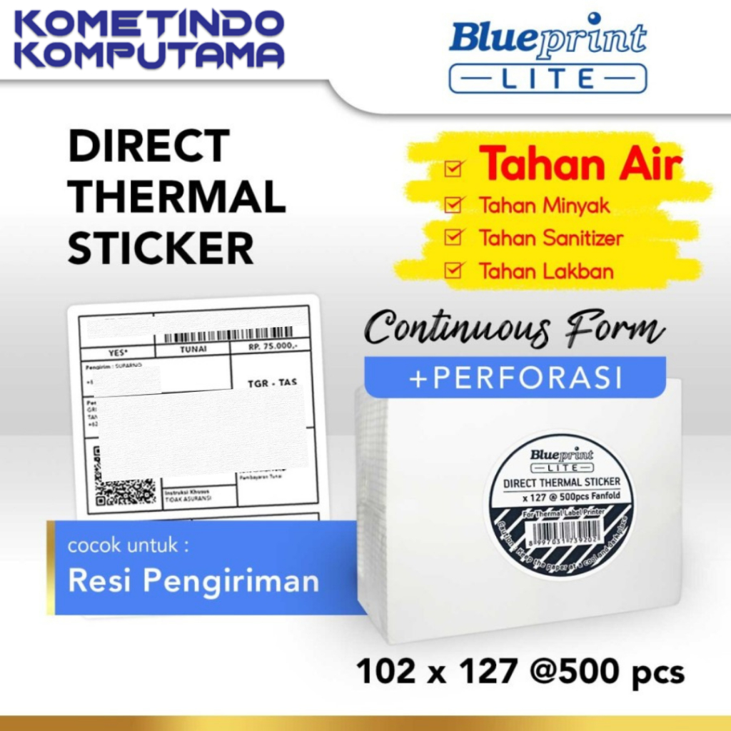 

CF 102x127 mm isi 500pcs BL-DTS1021271W Direct Thermal Sticker CF BLUEPRINT LITE Label Resi Online DTS