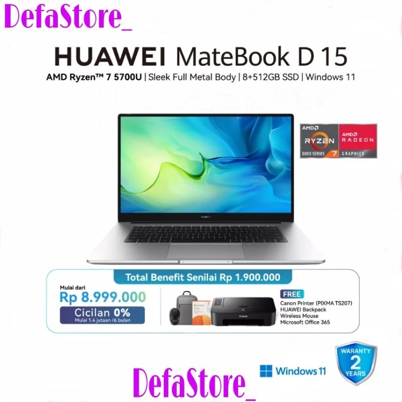 Huawei Matebook D15 AMD Ryzen 7 || Garansi Resmi