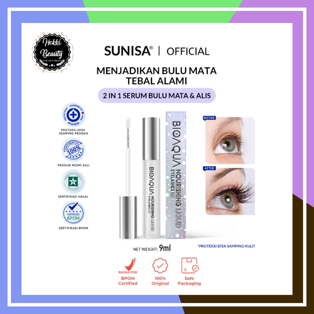 BIOAQUA EyeLash Serum Bulu Mata dan Alis BPOM Halal 9ml Pelentik Bulu Mata Serum Penumbuh Bulu Mata dan Alis untuk