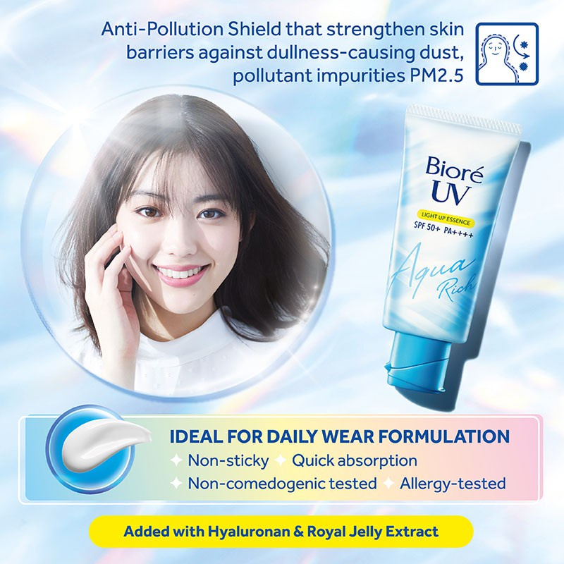 Original Biore [Exp 2025] UV Aqua Rich Light Up Essence Watery Aqua Cool Spf50+ Pa++++ Sunblock Sunscreen