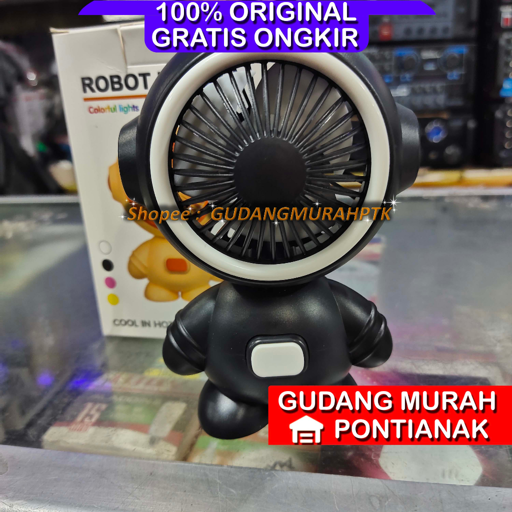 Kipas Cas Bisa Bawa Bawa Minifan Charge Portable Model ROBOT Warna Random Angin kencang dan lembut