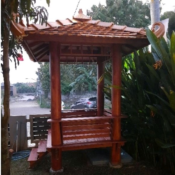 Gazebo kayu kelapa / gazebo / gasebo / gazebo atap genting / gasebo kayu / gazebo taman / gazebo res