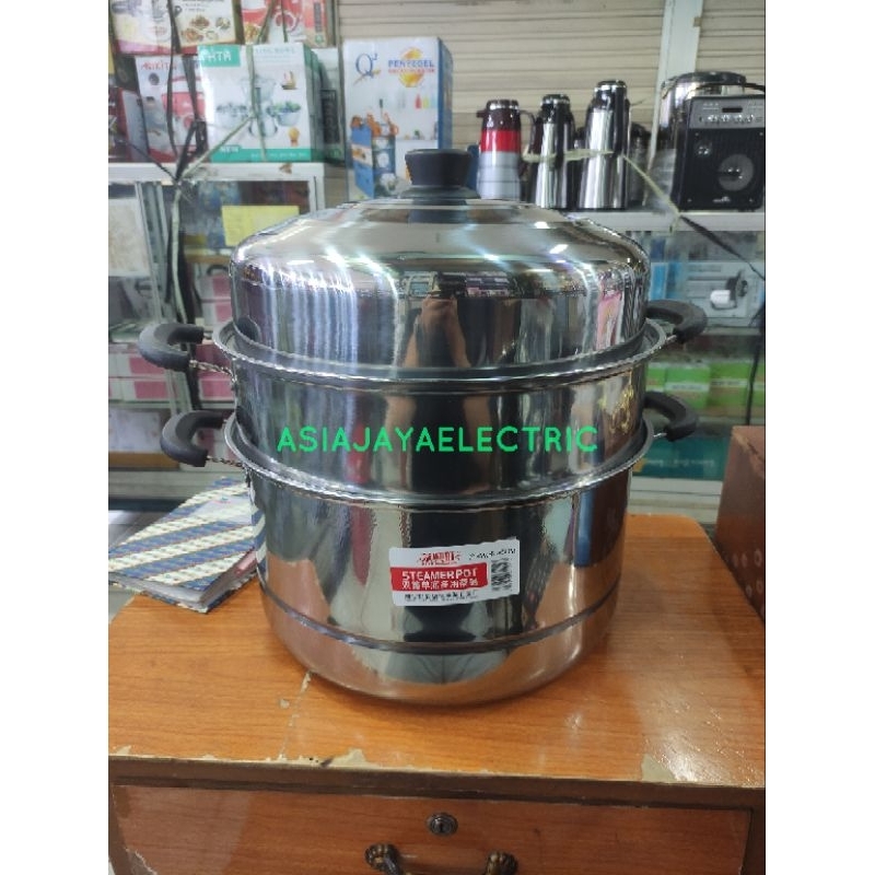 PANCI KUKUS STEAMER POT DANDANG 36CM 36 CM DIMSUM BAKPAO STAINLESS STEEL 2 SUSUN