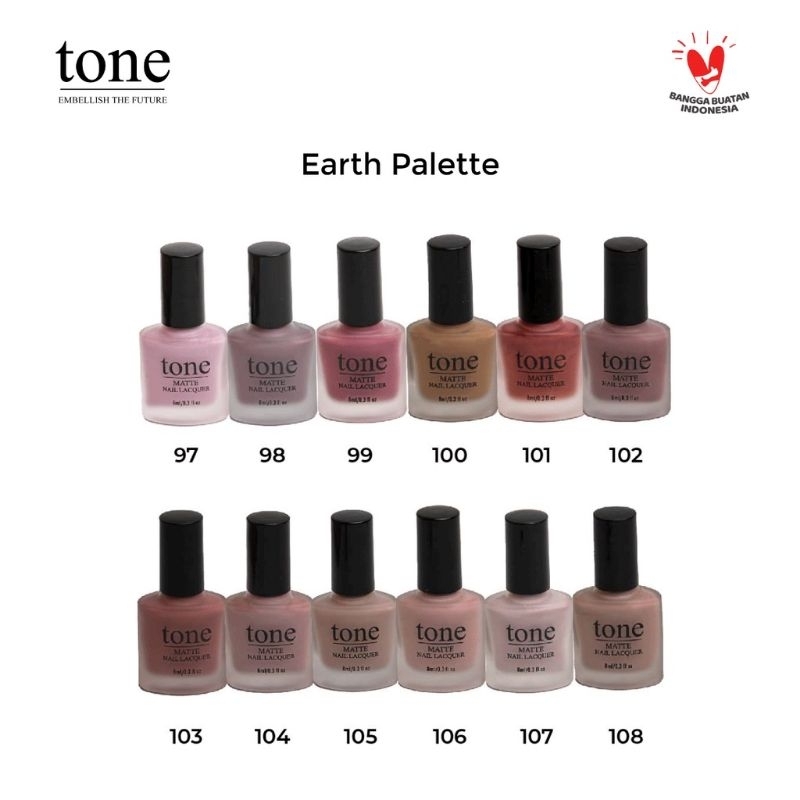 TONE Nail Lacquer Earth Pallete Matte Seris 97-120