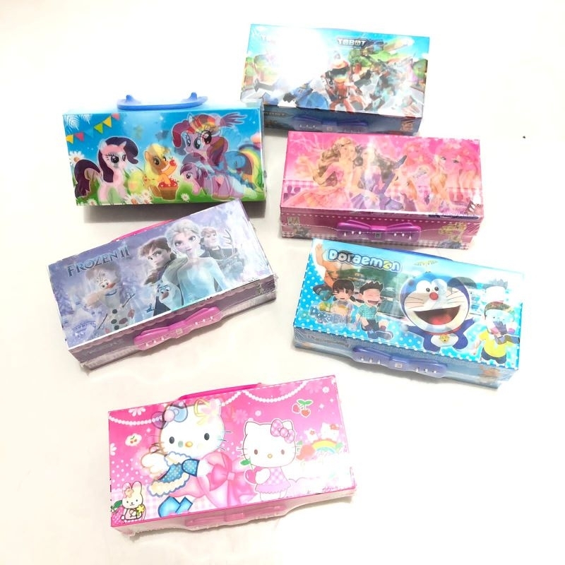 DB-82001 Kotak Pensil / Pensil Case / Dosgrip Kotak Kertas Kode Hello Kitty Frozen Unicron Barbie Transformer Doraemon