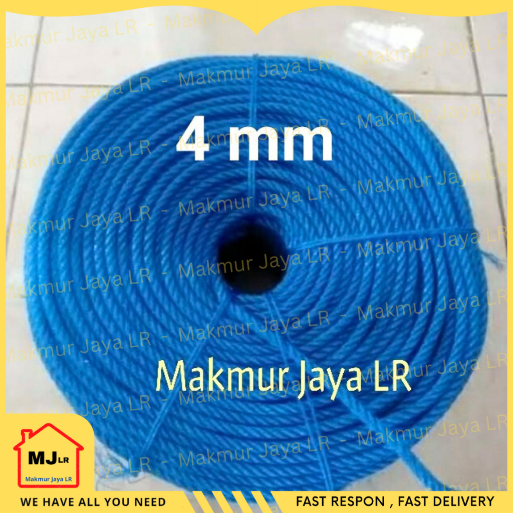 

Tali Tampar ROLL 4mm / Tali Tambang Plastik 4 mm ROLL / Plastic Rope 4 mm per ROLL / Nylon Rope / Tali ikat