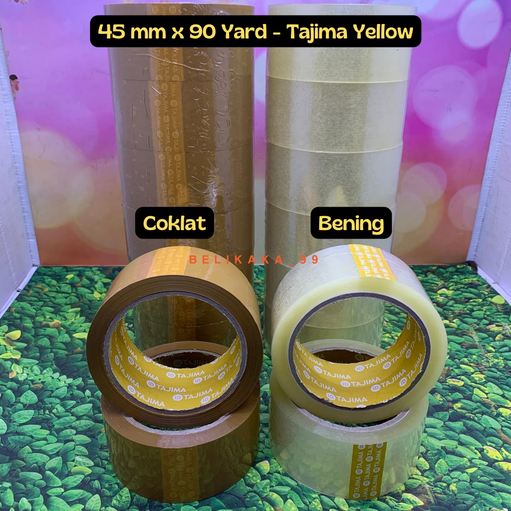 (90 YARD X 45MM ) LAKBAN BENING COKLAT OPP TAPE MEREK PLUTO DAN TAJIMA / LAKBAN PLUTO DAN TAJIMA / LAKBAN COKLAT / LAKBAN BENING / LAKBAN 90 YARD / LAKBAN 2 INCH / SOLASI COKLAT / SOLASI BENING