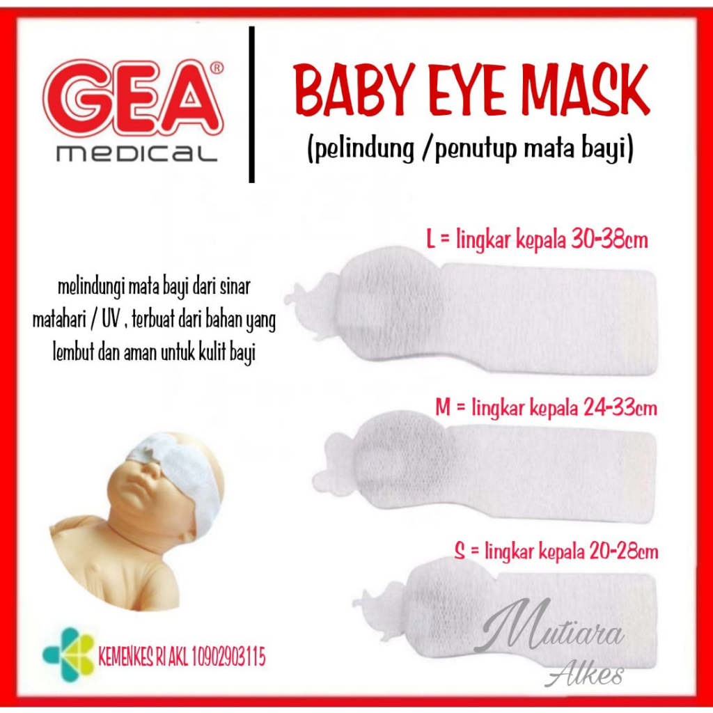 Penutup Mata Bayi GEA / Baby Eye Mask fototerapy / Pelindung Mata Bayi - 100% ORI