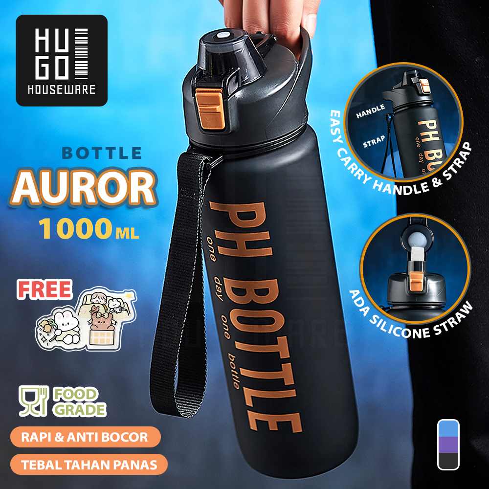 HUGO Botol Minum 1 Liter Premium Botol Air Minum Anak Sport Design Anti Bocor BPA FREE