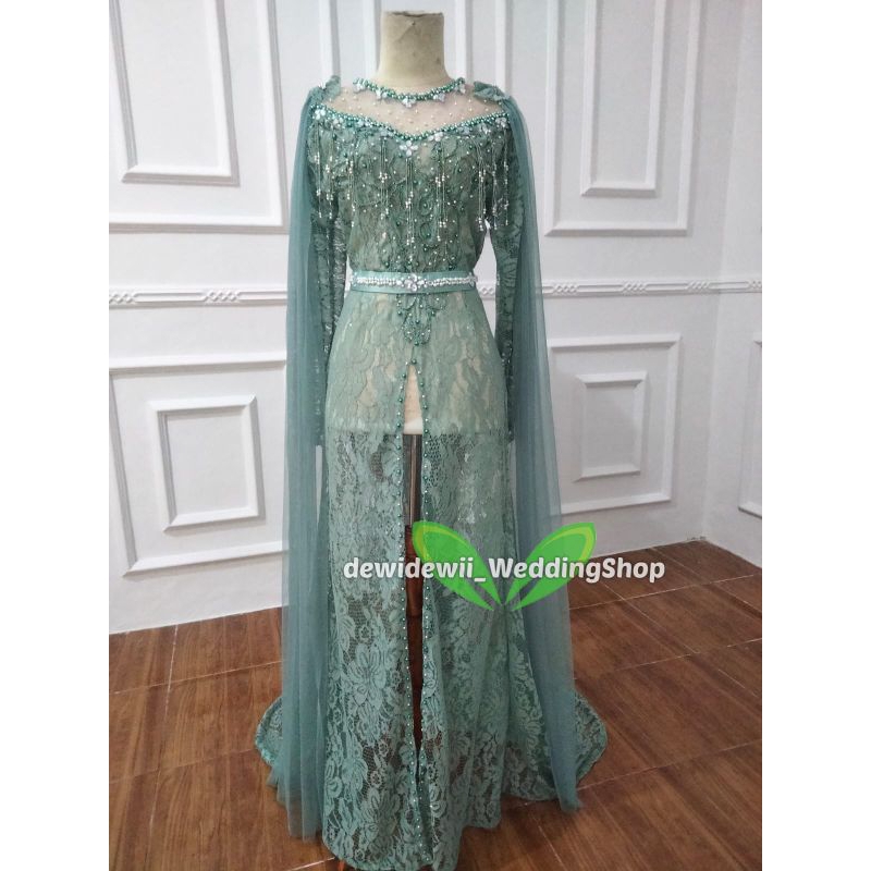 Kebaya Pengantin Cantik / Broklat Ekor Panjang + Slayer - Warna Lengkap