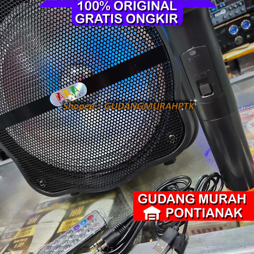 Salon Bluetooth TANAKA 10inch Speaker Portable 10&quot; + Mic Wireless ukuran bass 10 SUara NYARING dan TERUJI AAA