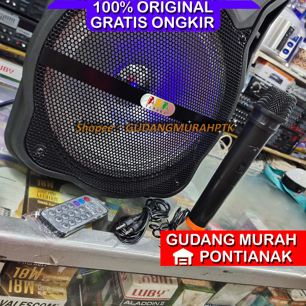 Salon Bluetooth TANAKA 10inch Speaker Portable 10&quot; + Mic Wireless ukuran bass 10 SUara NYARING dan TERUJI AAA