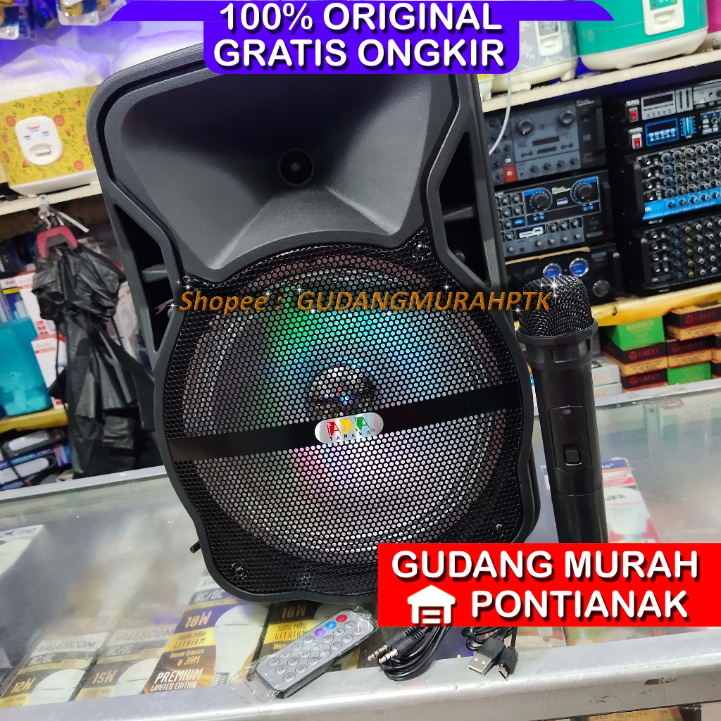 Salon Bluetooth TANAKA 10inch Speaker Portable 10&quot; + Mic Wireless ukuran bass 10 SUara NYARING dan TERUJI AAA