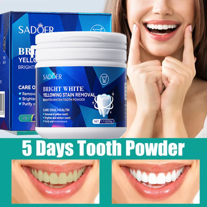 SADOER Teeth Whitening Powder Pemutih Gigi Perlengkapan Perawatan Pribadi, Bedak, Perontok Karang Gigi 50g