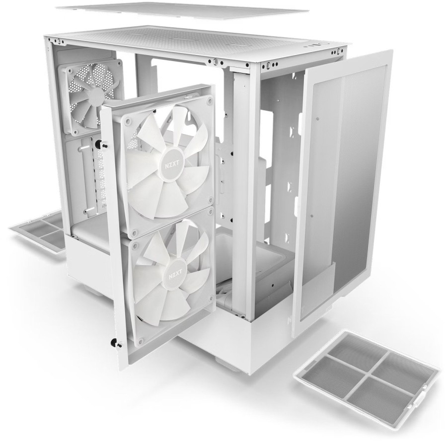 Casing NZXT H5 Flow RGB White - Mid-Tower Airflow Case with RGB Fans