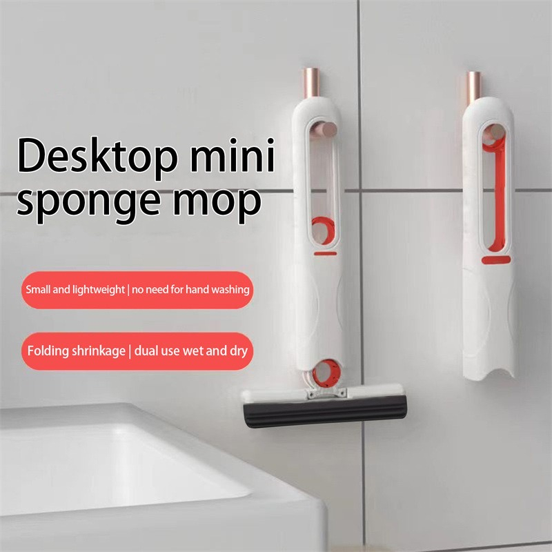 ONLYONE12 Portable Mini Pel Spons / Alat Pel Mini Pembersih Ruangan / Home Car Portable Mini Mop / Alat Pel Mudah Disimpan / Pembersih Lantai Bor Keramik / Pel Penyerap Kuat Tersembunyi Alat Pel Spons