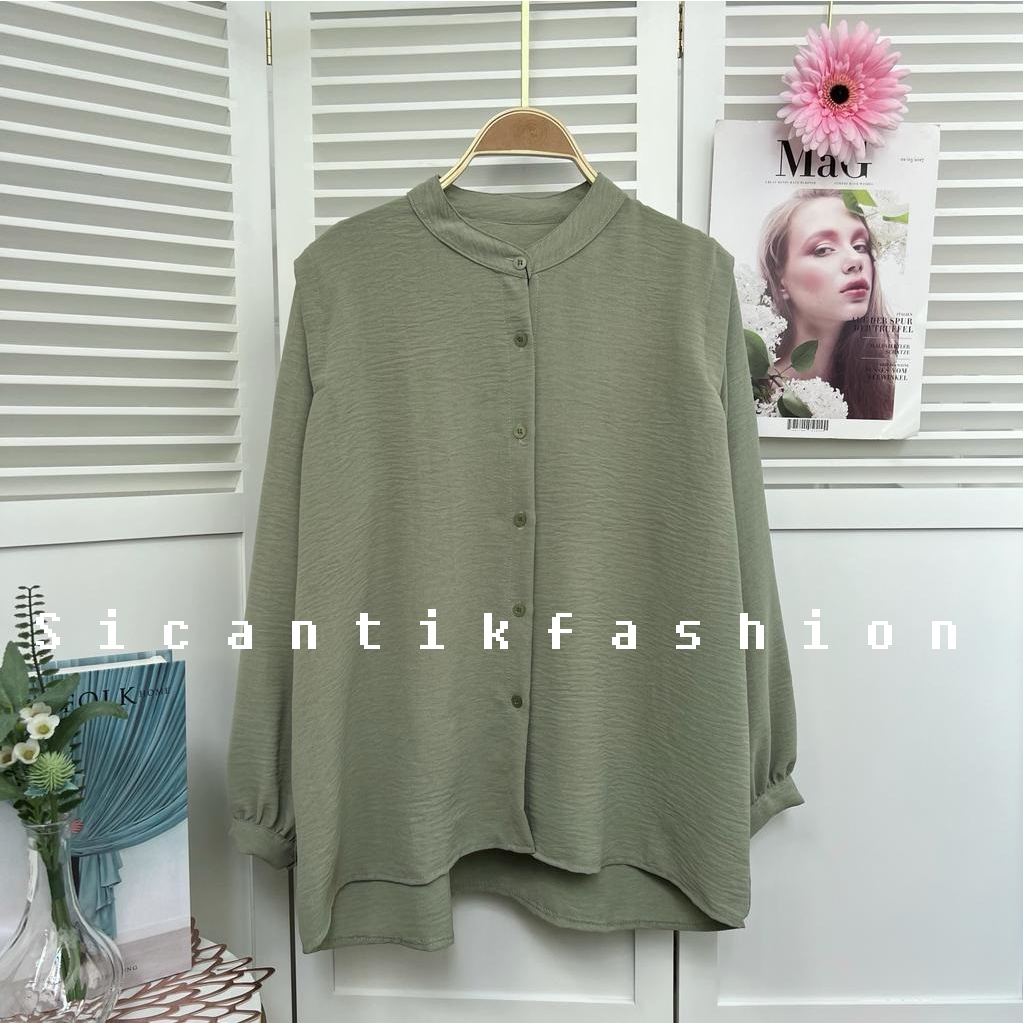 Blouse Kemeja Wanita Crinkle Airflow / Kemeja Cewek Korean