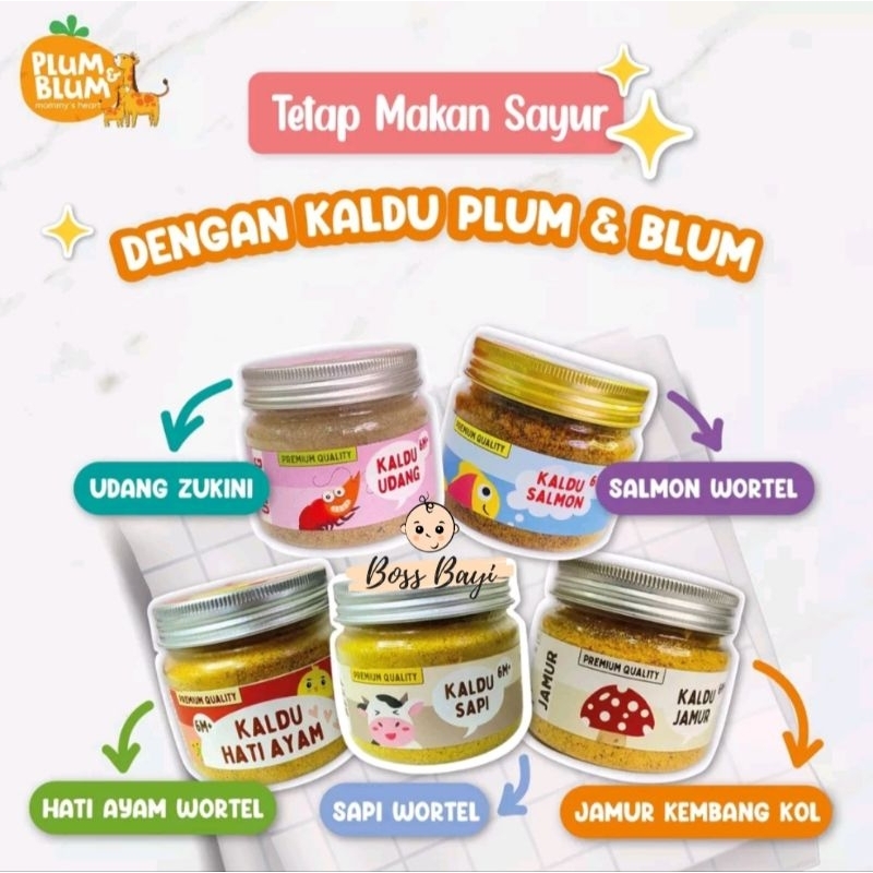 PLUM &amp; BLUM - Kaldu Bubuk MPASI (Hati Ayam/Salmon/Sapi/Udang/Jamur) Kemasan Jar 80gr | Chicken / Beef Stock Powder / Milky Cheese Powder / Seaweed Cheese Powder