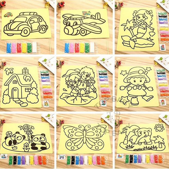 Mainan Edukasi Anak Kertas Mewarnai Lukisan Pasir Murah Sand Painting 4868