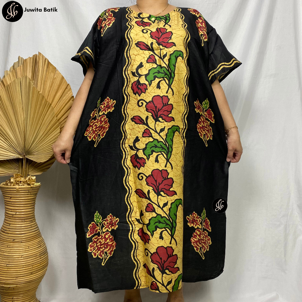 Juwita Batik - Daster Ibu Jumbo LD 130 Busui Friendly Motif Mawar Tengah Pola