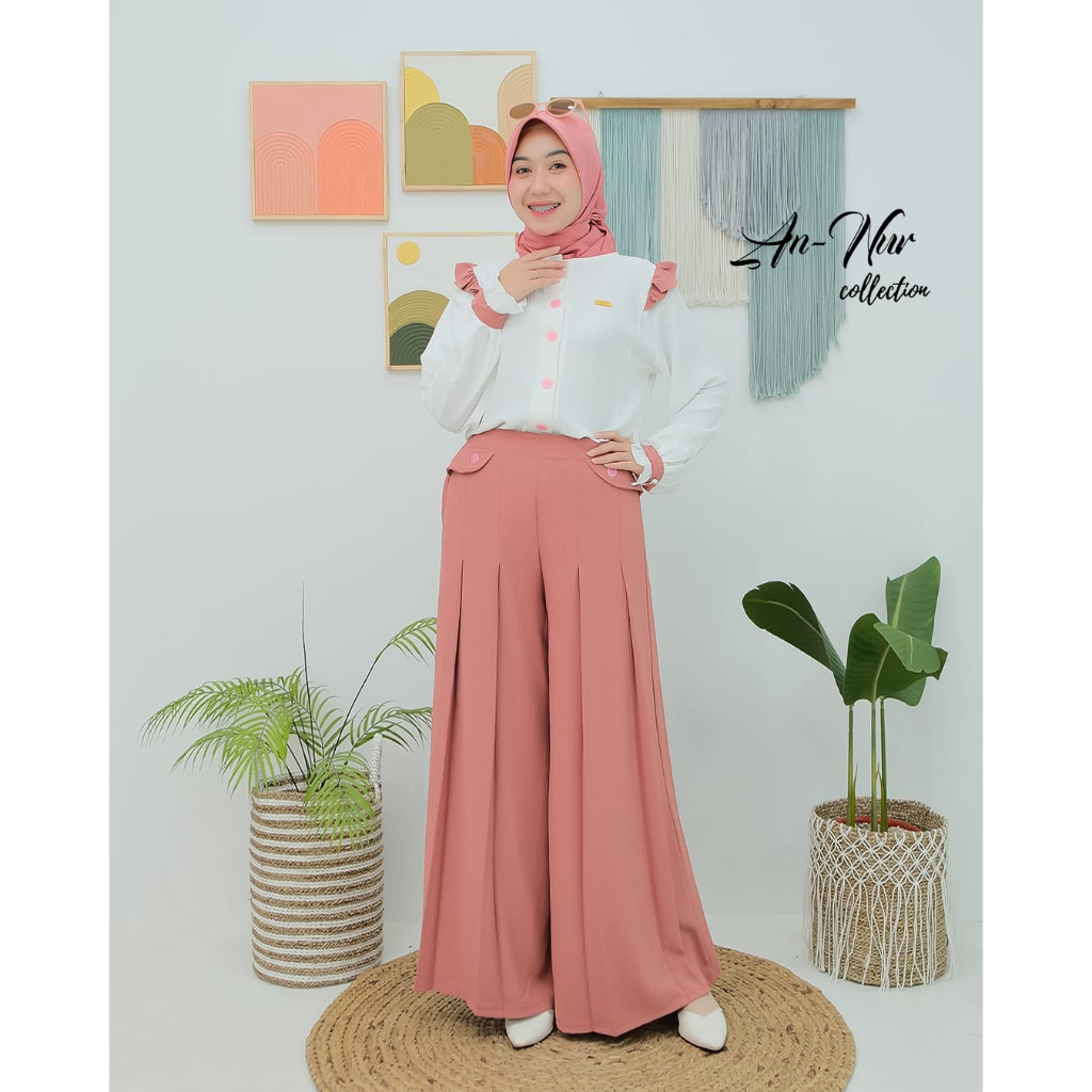 ATASAN SET CELANA KULOT ANNUR MODEL LUNA DAN CANDY ONESET LUCU TRENDY OOTD RETRO VINTAGE