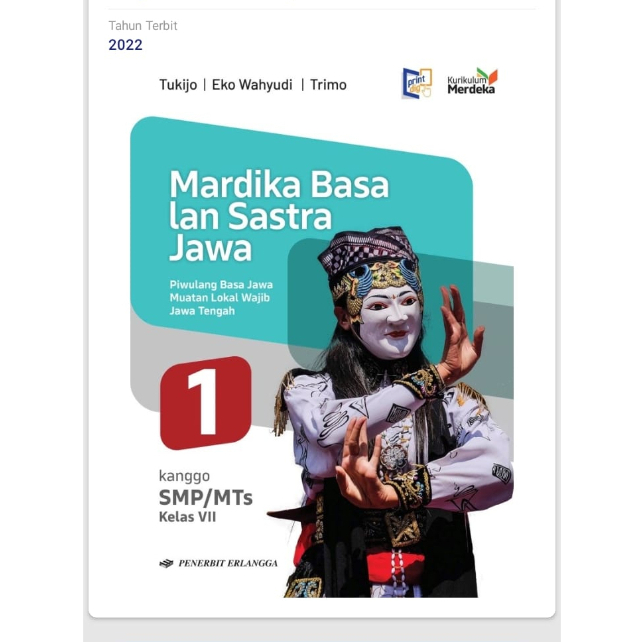 Buku Paket Bahasa Lan Sastra Jawa kelas 7 SMP Kurikulum Merdeka Penerbit Erlangga