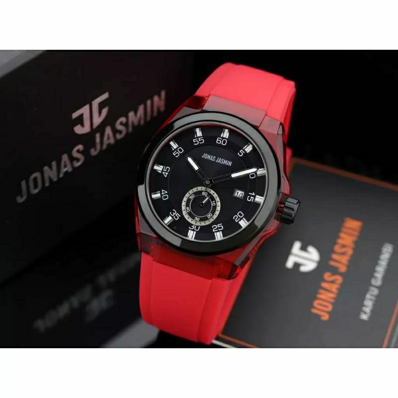 PROMO BOMBASTIS! Jam Tangan Jonas Jasmin 5319 Original Pria Rubber Chrono Kasual Garansi