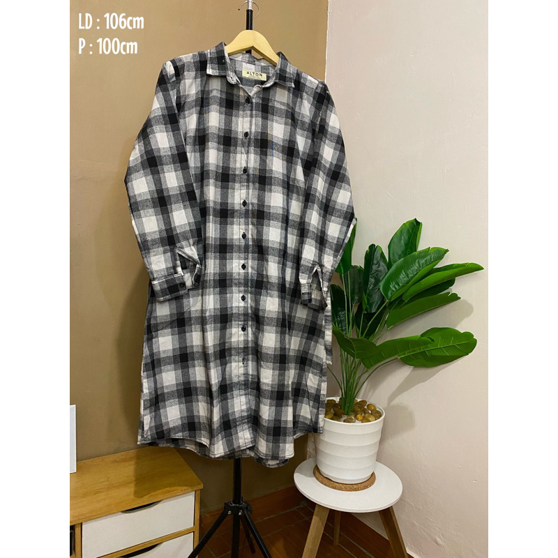 TUNIK FLANEL TALI PINGGANG HIDUP