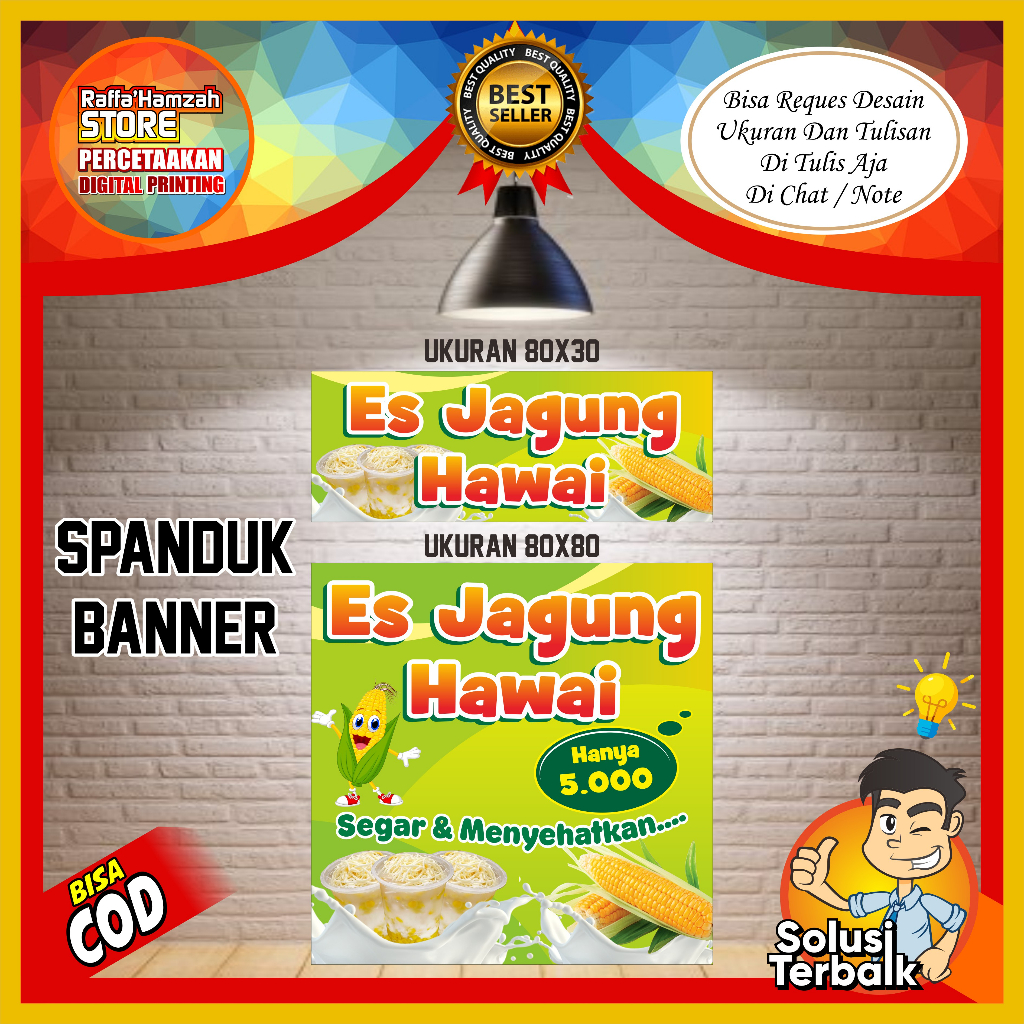 Spanduk, Banner Es Jagung Hawai Viral Spanduk Es Jagung Hawai Viral