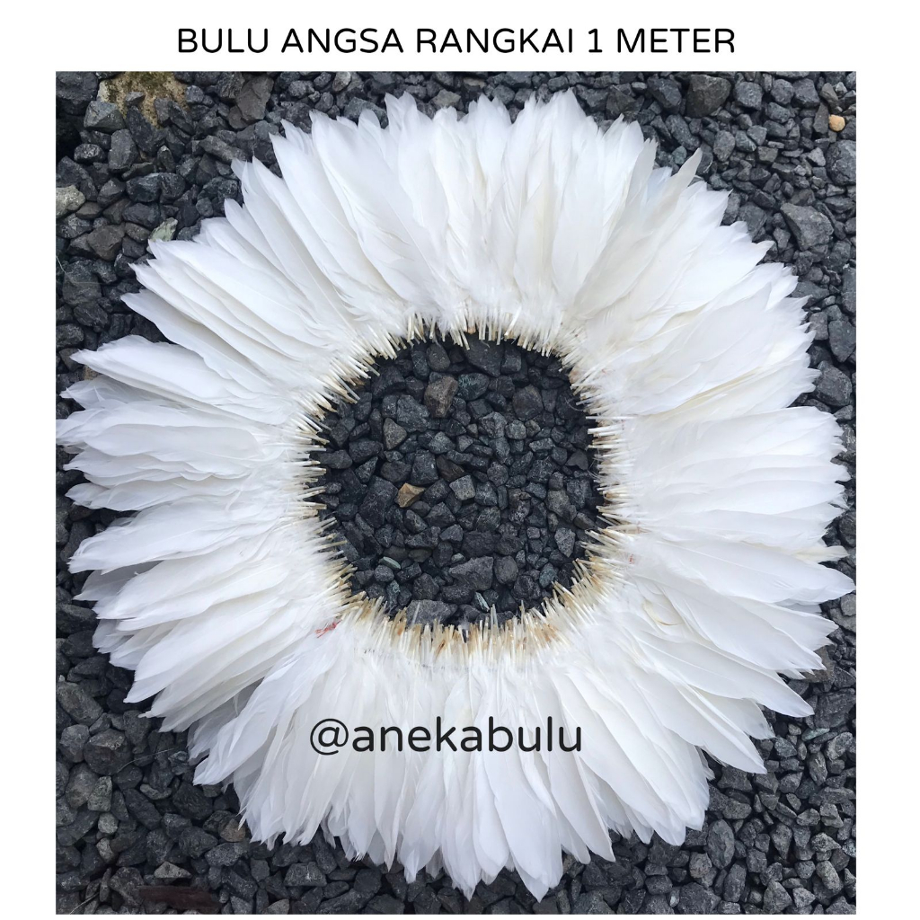 BULU ANGSA RANGKAI BAHAN JUJU HAT MIRROR WARNA PUTIH PANJANG 1 METER - MACRAME WALL DECOR HIASAN DIN