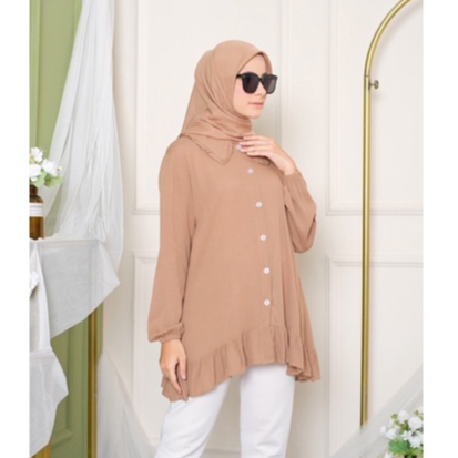 Ounadoutfit Yora blouse wanita busui korean kekinian / atasan cringkle wanita / kemeja kantor wanita / blouse cringkle polos/ kemeja polos busui / atasan polos kekinian