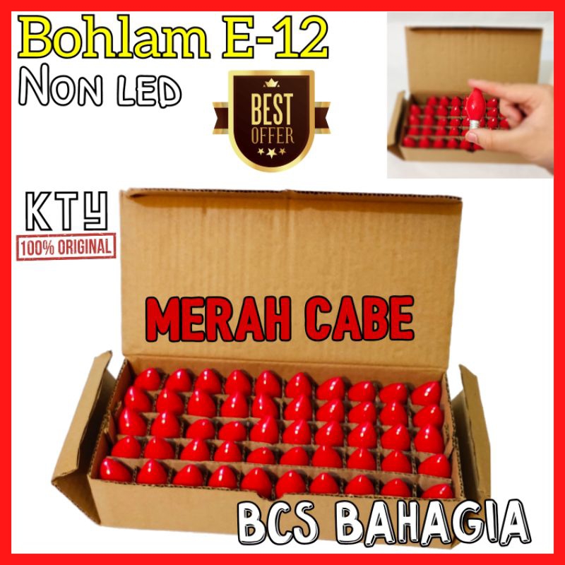 Bohlam Lampu Sembahyang Altar E 12 Warna Merah Cabai Cabe Pekat Ukuran Fitting E12 / Bolam Puja Tipe E-12