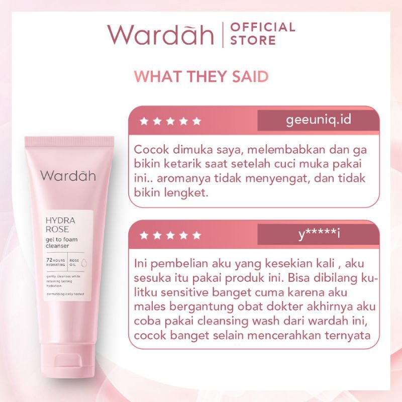 Wardah Hydra Rose Gel to Foam Cleanser 100ml | Pembersih Wajah