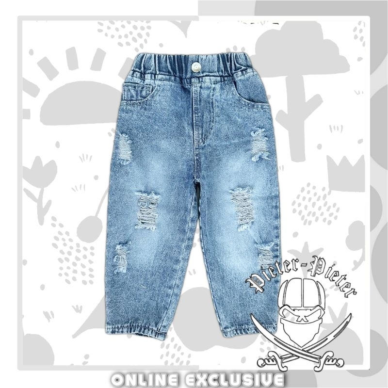 Celana Jeans Riped Sobek Unisex Cowok Cewek Usia 1-13tahun