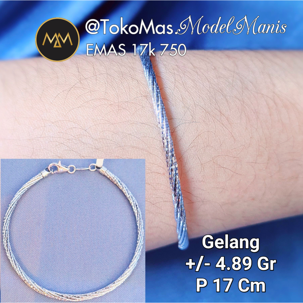 Gelang Choker Twist Emas Putih 750 kadar 17k