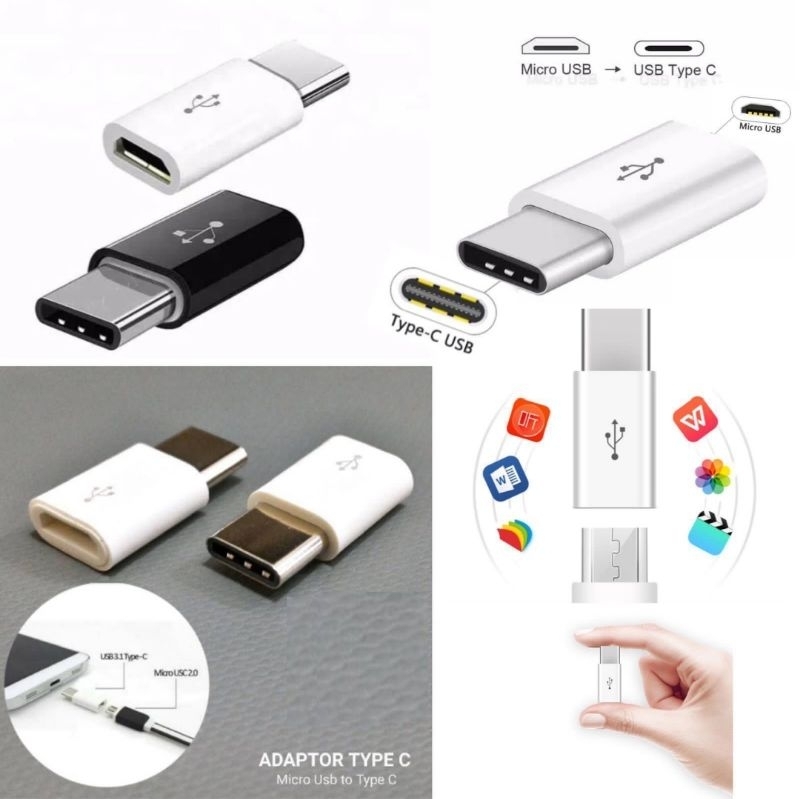Converter Micro USB ke USB Type C.Konverter Conektor V8/Micro To Type-C