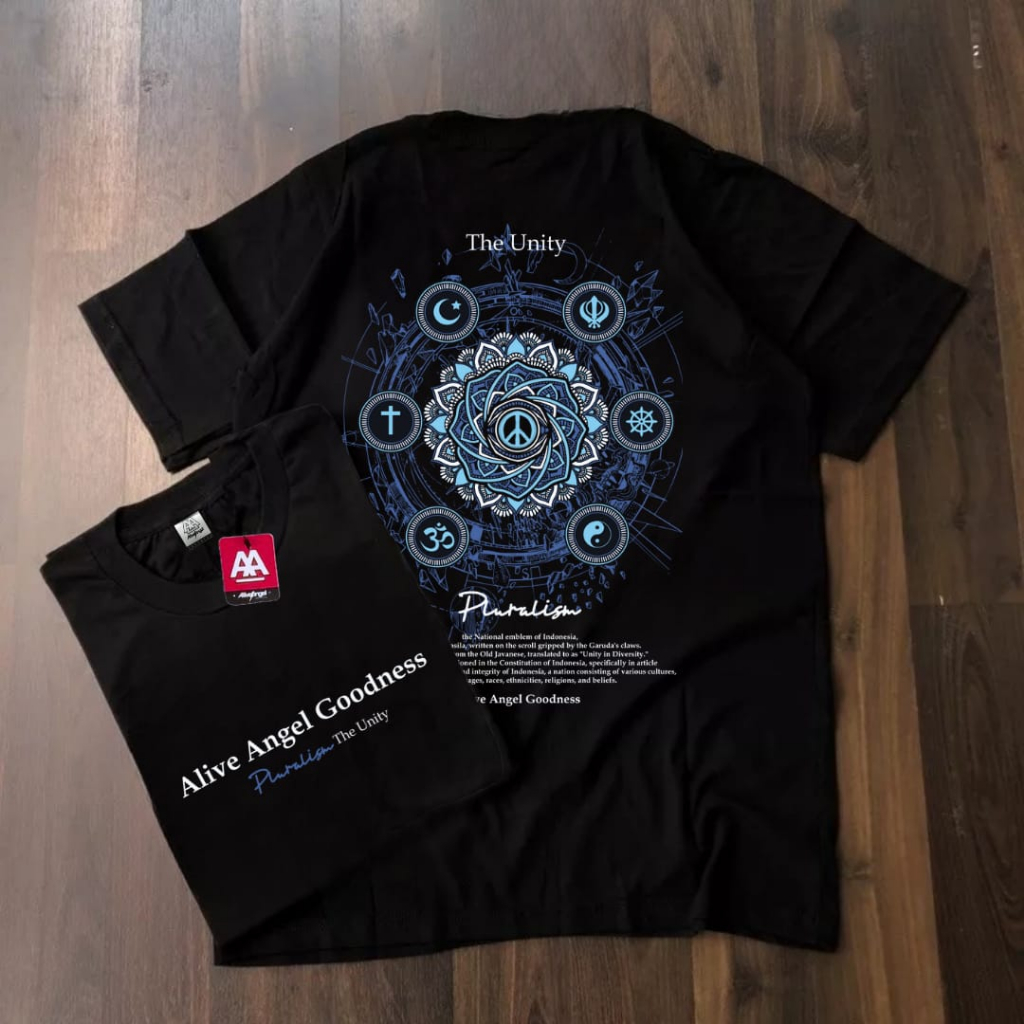 DISTRO / KAOS PLURALISME THE UNITY KATUN HITAM  PRIA DAN WANITA / KAOS AGAMA / TSHIRT BAJU ORIGINAL 