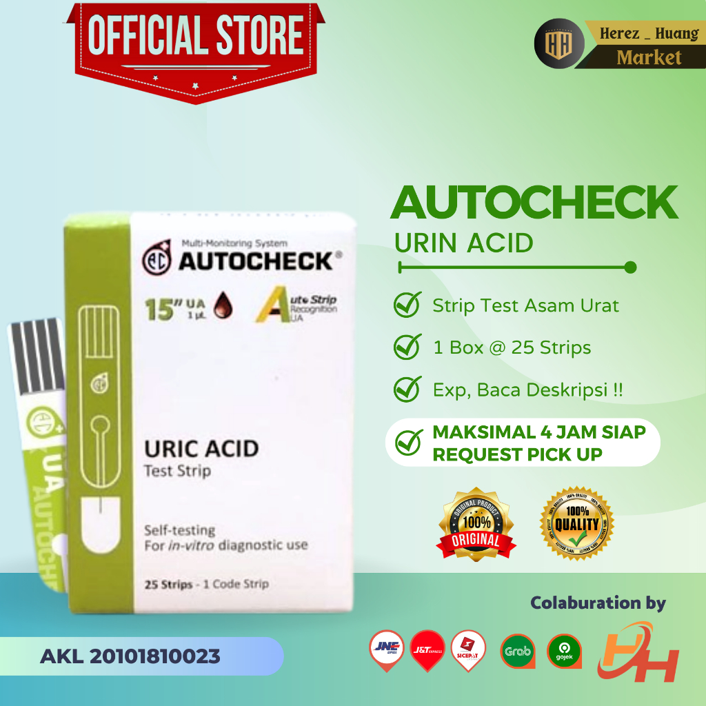 AUTOCHECK URIN ACID Strip Test Autocheck Asam Urat Isi 25 Strips