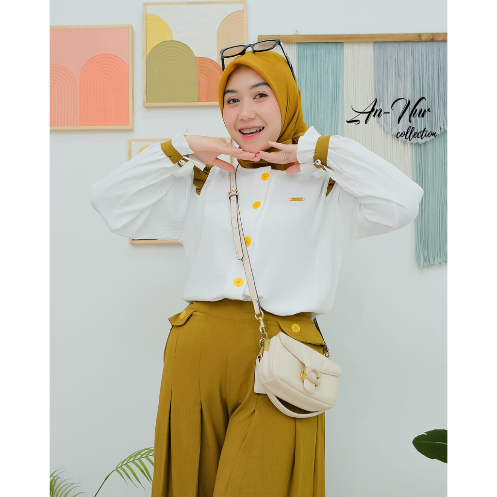 ATASAN SET CELANA KULOT ANNUR MODEL LUNA DAN CANDY ONESET LUCU TRENDY OOTD RETRO VINTAGE